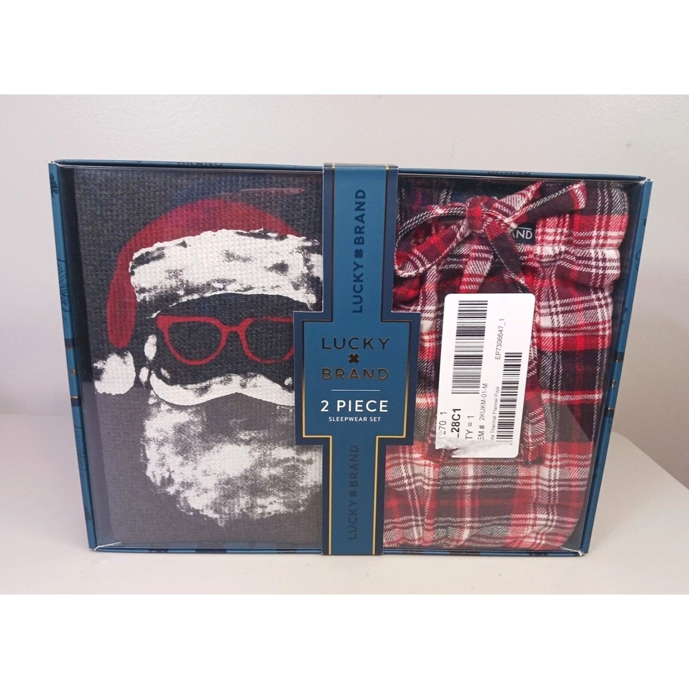 Christmas Santa 2 Piece Men's PJ Set Lucky Brand Size M New
